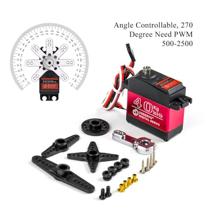 4PCS 40KG 6V DS3240 Waterproof Digital Servo with 25T Servo Arm High Torque for 1:8 1:10 1:12 RC Toys Model Crawler Truck Mechanical Arm180°/270° (270 Degree)