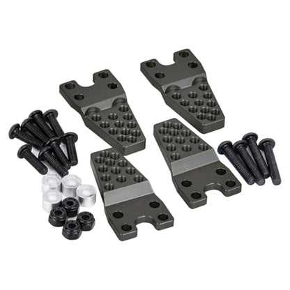 4PCS CNC Aluminum Shock Mount for TRX4 SCX10 1/10 RC Crawler | Black anodized,lightweight & durable.Adjust height & angle for optimal suspension tuning.For SCX10 II 90046, D90, D110.