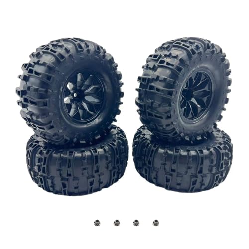 Glued 6.3" Height Larger 1/10 RC Monster Truck Tires Wheels Set 12mm Hex 2.8 RC Tires for Traxxas Rustler Hoss Stampede 2WD 4x4 VXL Redcat Volcano EPX Blackout XTE - style: huge RC truck tires 1/10