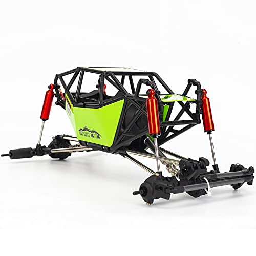 1/10 RC Car 310mm Wheelbase Rock Buggy Frame Chassis with Nylon Tube Roll Cage for 1/10 Remote Control Crawler Car SCX10 90046 TRX4 (Without Wheels, Green) - color: Without Wheels, Green