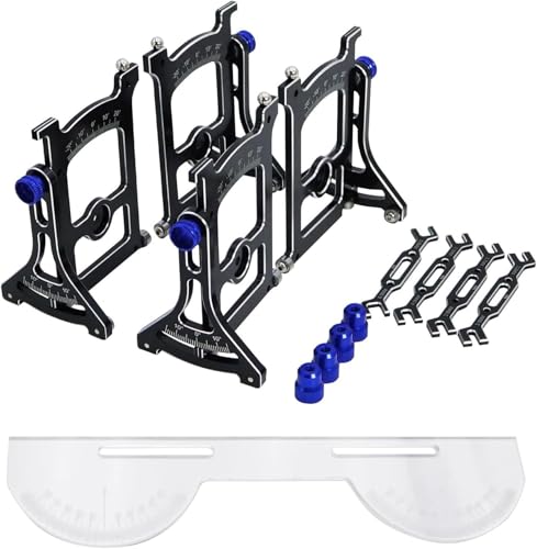 Aluminum Multi-Functional 1/10 RC On Road Car Alignment Tool Set– Camber/Toe/Slip Angle Gauge, Suspension Tuning Setup Gauge, Ultimate Suspension & Steering Adjustment Tool (Blue Set with Wrench) - color: Blue Set With Wrench