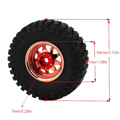 1.0 Beadlock Wheel Soft Tires Set -3.78mm Offset Wheel Rims for 1/18 1/24 RC Crawler Car Axial AX24 SCX24 FMS FCX24 TRX4M (Rose Gold)-61532 - color: Rose Gold