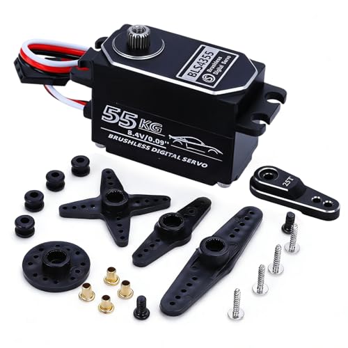 55kg Low-Profile Servo Programmable Brushless Digital Servo 0.09Sec High Speed Full Metal Gear Steering servo 1/10 Drift Car with servo Motor kit (270 Degree)