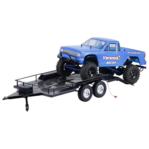 DJX RC Trailer,1/10 Scale Trailer with Light Strip Suitable for Axial D90 D110 SCX10 TRX4 Redcat GEN7 GEN8 CC01 CC02 Etc 1/10 RC Crawler Car - style: 1/10 RC Trailer