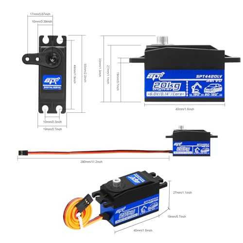 2PCS 20kg Low Profile Servo RC Digital Servo High Torque Full Metal Gear & Steering Arm for 1/10 RC Car - size: 20KG Low Profile Servo-2PCS