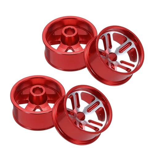 MECCANIXITY 4Pcs RC Car Wheel Rims, 20.5mm Dia 5-Spoke Red Aluminum Alloy Wheel Rims Hex Hub for HSP RC Drift Racing Touring Car - color: Red, size: 20.5mm Dia