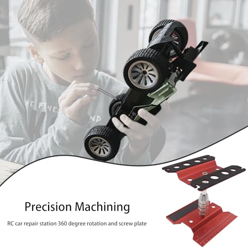 RC Car Stand RC Repair Stand 360 Degree Rotation Lift or Lower for Traxxas Arrma Redcat Axial RC4WD HSP Losi 1/8 1/10 1/12 1/16 Scale RC Crawler Car Truck Buggies (Red) - color: Red