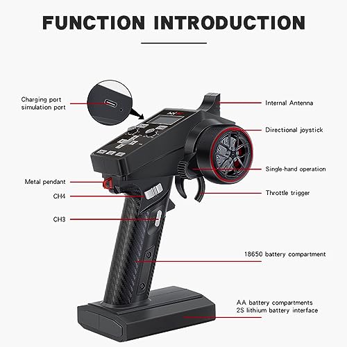 HOTRC CT-6A RC Transmitter and Receiver 6 Channel 2.4ghz Hand Controlled RC Car Boat Tanks Remote Controller (CT-6A)