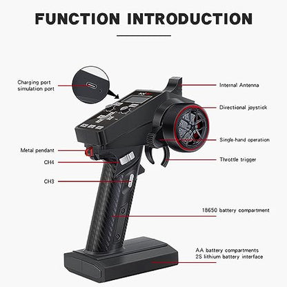 HOTRC CT-6A RC Transmitter and Receiver 6 Channel 2.4ghz Hand Controlled RC Car Boat Tanks Remote Controller (CT-6A)