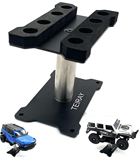 RC Car Work Stand Mat Repair Workstation Aluminum 360 Rotation Height Body Mounts for 1/16 1/18 1/24 SCX24 TRX4M Scale Cars Trucks RC car Display Stand (Black) - color: Black