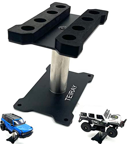 RC Car Work Stand Mat Repair Workstation Aluminum 360 Rotation Height Body Mounts for 1/16 1/18 1/24 SCX24 TRX4M Scale Cars Trucks RC car Display Stand (Black) - color: Black