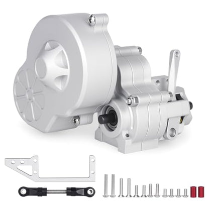 Complete Transmission Cutoff Gearbox with Dig Gear for SCX10 AX10 Wraith | CNC machined Aluminum alloy housing.Direct fit for 1/10 RC Axial SCX10.Upgrade stock gearbox for smoother crawl. - color: Silver