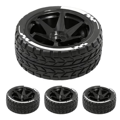 1/10 RC On-Road Tires 68mm OD and Aluminum Street Wheels 4PCS, 12mm Hex Touring Tyres Compatible with Tamiya TT01 TT02 XV01 TA06, HPI, KYOSHO, HSP, Traxxas, PTG2, A959 Rally Drift Cars