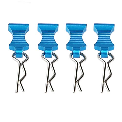 6Pack Vgoohobby RC Body Clips Pins with Fixing Bracket Aluminum Pull Tabs Mount Compatible with Redcat Traxxas Tamiya Axial SCX10 1/10 1/12 RC Scale Car Crawler (Blue)