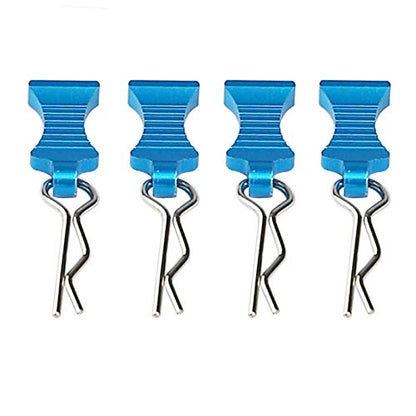 6Pack Vgoohobby RC Body Clips Pins with Fixing Bracket Aluminum Pull Tabs Mount Compatible with Redcat Traxxas Tamiya Axial SCX10 1/10 1/12 RC Scale Car Crawler (Blue)