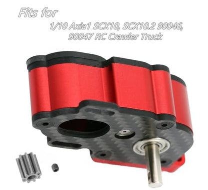 Aluminum LCG Transmission Gearbox with Steel Gear Upgrades Part for 1/10 Axial SCX10, SCX10 II 90046,90047 RC Crawler Car(Red)