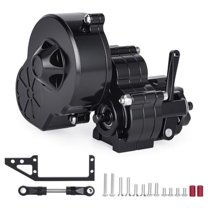 Complete Transmission Cutoff Gearbox with Dig Gear for SCX10 AX10 Wraith | CNC machined Aluminum alloy housing.Direct fit for 1/10 RC Axial SCX10.Upgrade stock gearbox for smoother crawl. - color: Black