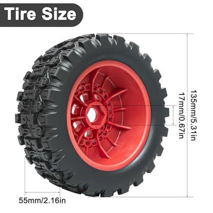 1/7 RC Short Course Truck Tires 1/8 Monster Truck Tires, 4PCS, Red | Compatible with ARRMA 1/7 Mojave 6S ARRMA 1/8 Mojave 4S TRAXXAS 1/7 UDR 6S RC Buggy Upgrades - color: Black Tires+ Red Wheels