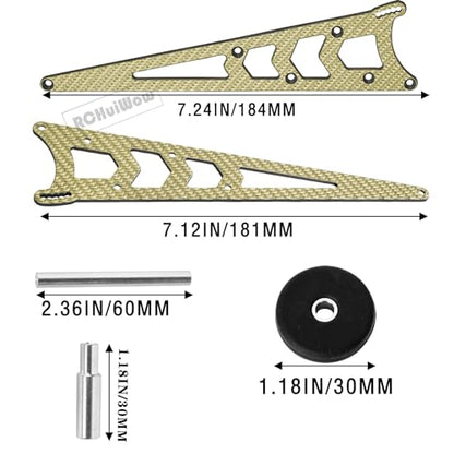 RC Wheelie Bar w/Mount Upgrades Part for 1/10 Slash Rustler Bandit 2WD(VXL),Carbon Fibre Wheelie Bar Kit Tail Wheel Head up Wheel Assembly Hops Up,Gold - color: Gold(1set)