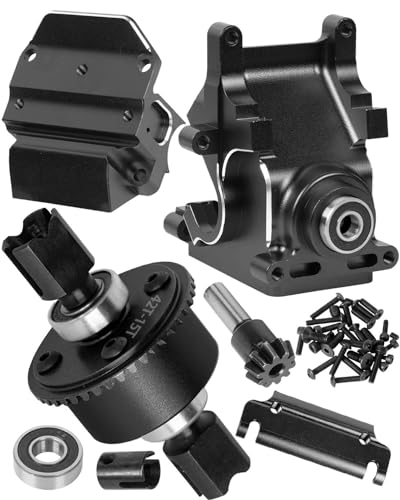 Aluminum Gearbox Case gears with 42T&15T Upgrades Part for 1/8 Karton Outcast Typhon 6S,1/7 Mojave Limitless 6S,Wave Box Gearbox Hops Up,Black