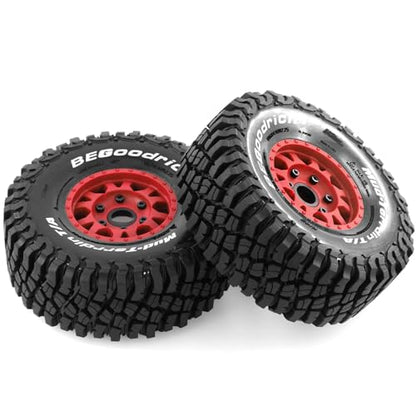 1/7 1/8 1/10 RC Short Course Truck Tires OD 4.96" and Wheels 12mm 14mm 17mm Hex for 1:10 1:8 1:7 Scale Off Road Truck Car ARRMA Mojave 4S 6S TRAXXAS Slash 2WD FS FSR Axial Losi Rc4wd (Red) - color: Red