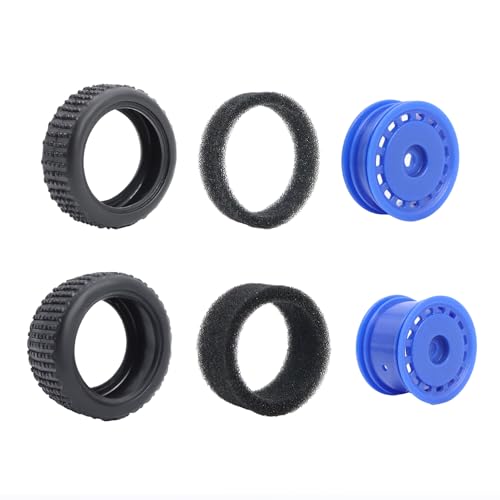 Pre-Mounted Pin Buggy Tires and Wheels Rims Hub Tires Set for 1/24 Losi Micro-B 1/28 Losi Micro-T Wltoys 244016 Upgrade Part (White Micro-B) - color: White Micro-b