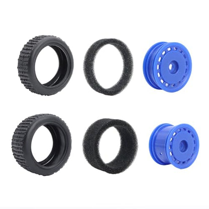 Pre-Mounted Pin Buggy Tires and Wheels Rims Hub Tires Set for 1/24 Losi Micro-B 1/28 Losi Micro-T Wltoys 244016 Upgrade Part (Orange Micro-B) - color: Orange Micro-b