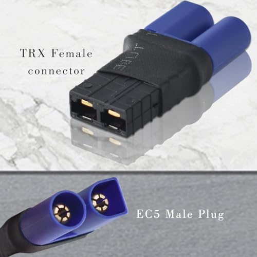 Pinkind 2 Pair RC LiPo Battery Connector Adapter Compatible with TRX/Traxxas Lipo Battery Plug to EC5 Male Female Connectors ESC Charger