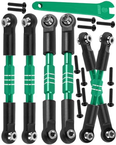 RC Adjustable Turnbuckles Camber Links Steering Links Upgrades Part for 1/8 Typhon 4WD 3S MEGA 550 BLX,1/10 Big Rock 4X4 V3 3S BLX RC Car,Tie Rod Set Link Linkage Rod Adjustable,Green.(6PCS) - color: Green(for 1/10)
