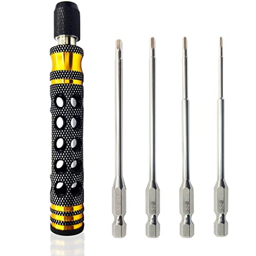 Hex Allen Screwdriver Kit 1.5mm 2.0mm 2.5mm 3.0mm for Screwgun/Power Dril | Steel RC Hex Driver Set 5 in 1 Hex Screwdriver Set for Traxxas SCX24 TRX4 Arrma Helicopter RC Car Tool Kit,Hollow Desgin