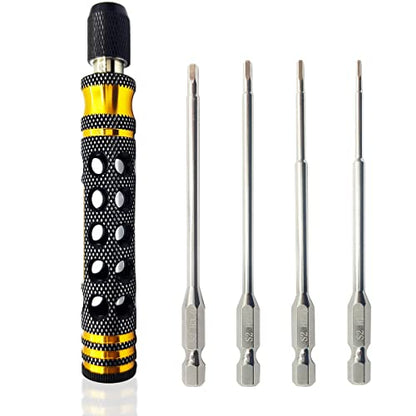 Hex Allen Screwdriver Kit 1.5mm 2.0mm 2.5mm 3.0mm for Screwgun/Power Dril | Steel RC Hex Driver Set 5 in 1 Hex Screwdriver Set for Traxxas SCX24 TRX4 Arrma Helicopter RC Car Tool Kit,Hollow Desgin