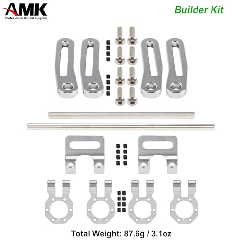 AMK Adjustable 1/10 Scale Bumper Mount Front Rear, Metal Bumper Kit with Modular Fairlead D-Ring Tow Strap for RC Crawler Axial SCX10 Element Enduro Gen7 Gen8 TRX6 TRX4 Upgrades (Silver) - color: Silver