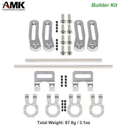 AMK Adjustable 1/10 Scale Bumper Mount Front Rear, Metal Bumper Kit with Modular Fairlead D-Ring Tow Strap for RC Crawler Axial SCX10 Element Enduro Gen7 Gen8 TRX6 TRX4 Upgrades (Silver) - color: Silver