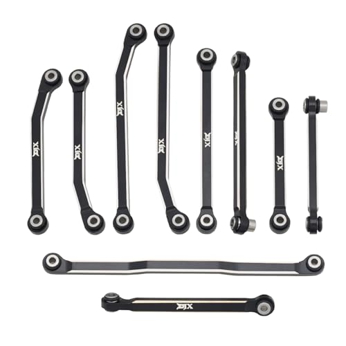 DJX CNC Machine Aluminum High Clearance Chassis Steering Links Set 10pcs Set for 1/18 RC Crawler Car HPI Venture18 Upgrades Parts - style: Aluminum