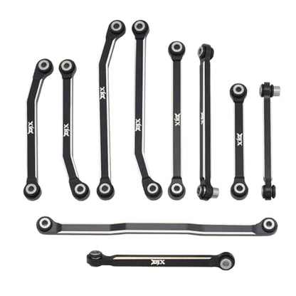 DJX CNC Machine Aluminum High Clearance Chassis Steering Links Set 10pcs Set for 1/18 RC Crawler Car HPI Venture18 Upgrades Parts - style: Aluminum