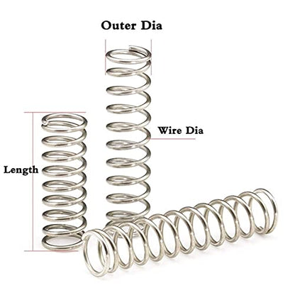 Compression Springs Assortment Kit, 15 Different Sizes 225pcs Mini Stainless Steel Springs for Repairs, 0.39" to 1.18" Length, 0.16" to 0.23" OD, 10mm - 30mm Length, 4-6mm OD - size: KIT A