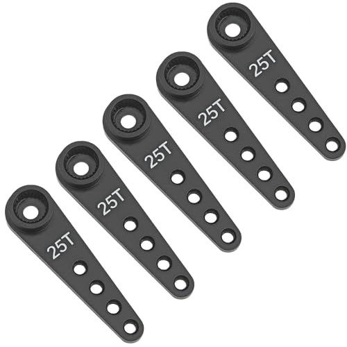 5Pcs ShareGoo 25T Servo Horn 37mm Metal 25 Teeth Extension Steering Arm Server Compatible with Futaba Savox Power HD HSP MG995 MG996 Servos for RC Car Truck (Black) - color: Black