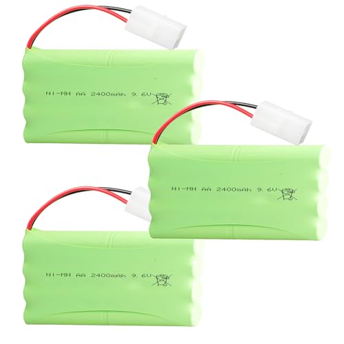 3Pcs 9.6V 2400mAh NI-MH Battery Pack RC Replacement Rechargeable Battery Pack Built-in AA * 8 Cell for Toys,Drone,Remote Control Car Accessory