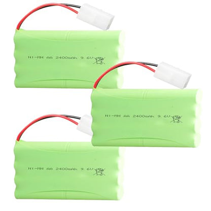3Pcs 9.6V 2400mAh NI-MH Battery Pack RC Replacement Rechargeable Battery Pack Built-in AA * 8 Cell for Toys,Drone,Remote Control Car Accessory