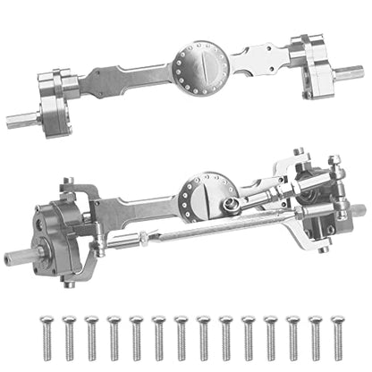Aluminum Alloy Front Rear Portal Axle Upgrade Part Compatible with MN Model MN99S MN98 D90 D91 D99 D99S MN90 1/12 RC Car (Silver) - color: Silver