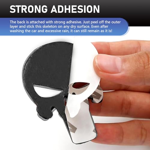 Car Punisher Sticker, Anti-Rust 3D Metal Skull Sticker, Personalized Vehicle Scratch Protection Punisher Decal, Self-Adhesive Fun Emblems for Vehicles,Universal Exterior Body Decals (Black)