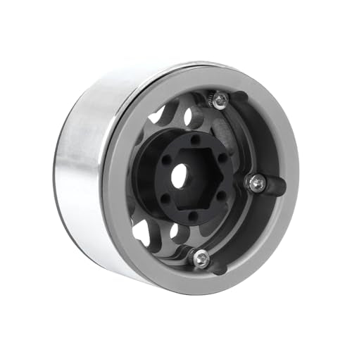 4PCS 1.55 Inch Aluminum Alloy Metal 5Spoke Beadlock Wheel Rim Hubs Replacement Accessory for AX90069 D90 TF2 CC01 Tamiya 1/10 RC Crawler Car Upgrade Parts (Black) - color: Black