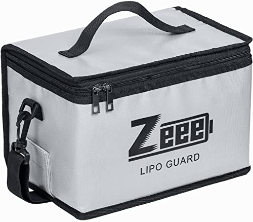 Zeee Lipo Safe Bag Battery Fireproof - 10 Cell Adjustable(10.6x6.7x6.7in) | Large Capacity Storage Guard Battery Safey Pouch for Storage Charging