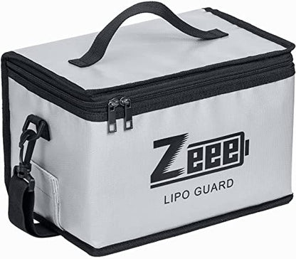 Zeee Lipo Safe Bag Battery Fireproof - 10 Cell Adjustable(10.6x6.7x6.7in) | Large Capacity Storage Guard Battery Safey Pouch for Storage Charging