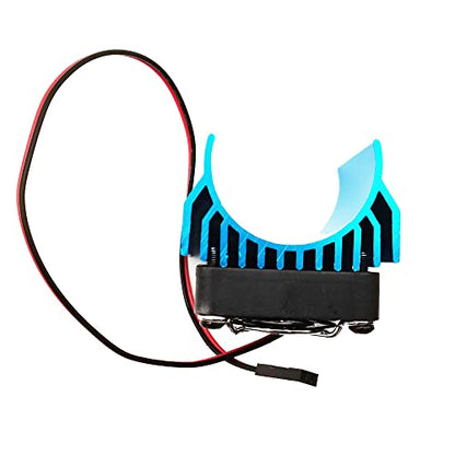 Alloy RC Motor Heat Sink Heatsink with 5V Cooling Fan for 540, 550, 3650, 3660, 3674 Brushless Motor for 1/10, 1/8 RC Car Truck Buggy Crawler (Blue)
