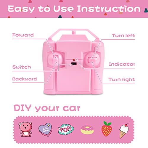 NQD RC Cars with DIY Sticker, Pink Remote Control Car for Girls, 2.4Ghz Jeep RC Trucks, Little Girl Toys Birthday Xmas for 3 Years Old and Up - color: Pink