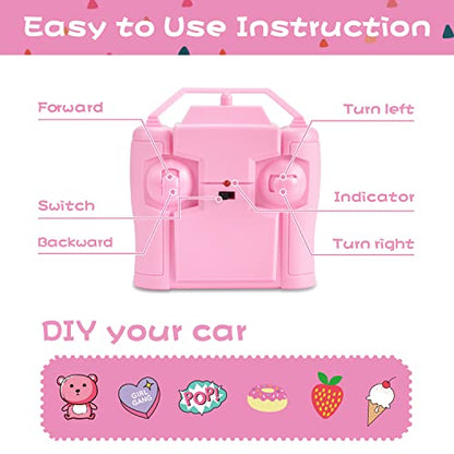 NQD RC Cars with DIY Sticker, Pink Remote Control Car for Girls, 2.4Ghz Jeep RC Trucks, Little Girl Toys Birthday Xmas for 3 Years Old and Up - color: Pink