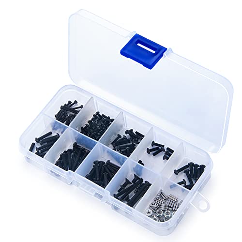 RCHUBAM 206pcs RC Screws Kit Screws Pins Nuts Set Metal Screws Hardware Kit for TRX4M 1/18 Scale RC Crawler Car Upgrade Accessories