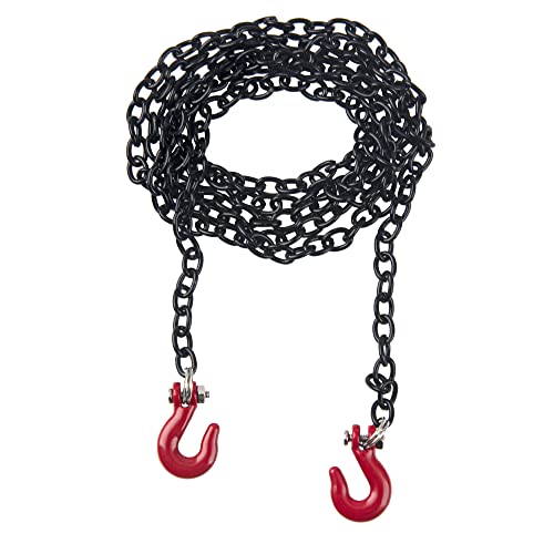 ShareGoo Mini Metal Trailer Chain with Tow Hook Decoration Accessories Compatible with Axial SCX10 HSP 94180 RC4WD D90 Traxxas TRX4 CC01 1/10 RC Crawle (Black)