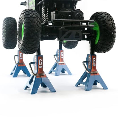 4 Pack 1/10 Remote Control Car Scale Metal Jack Stand Repair for Traxxas TRX4 Axial SCX10 1/10 RC Climbing Car,Note: for 1:10 RC Cars only, not for Real Cars(Blue) - color: Blue